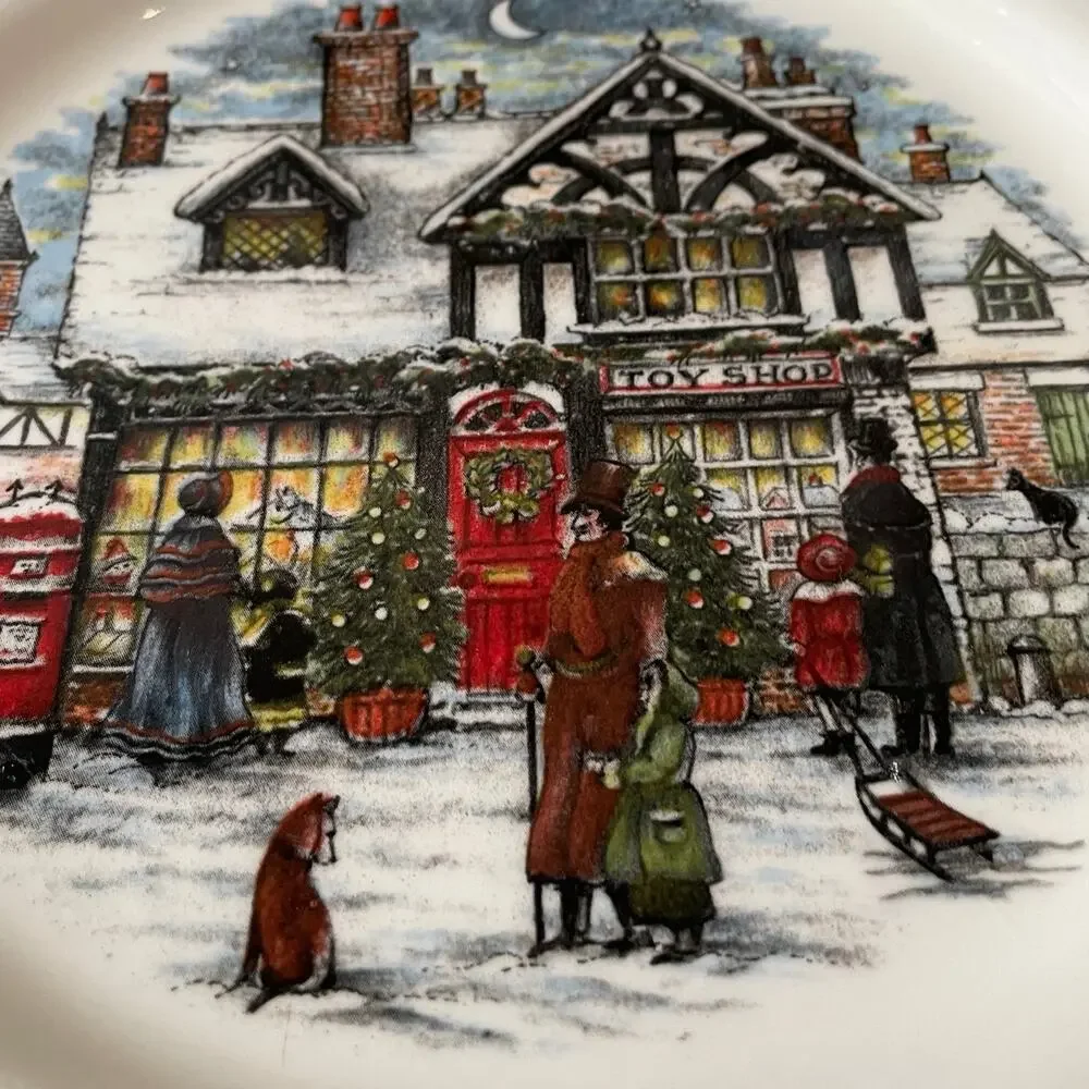 Royal Stafford TOY SHOP Dinner Plate 11in Set of 4 Christmas Holiday New